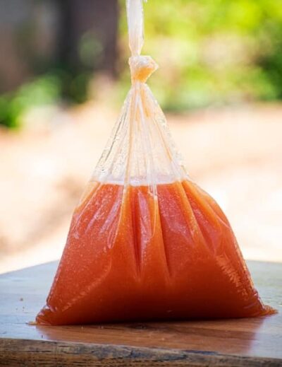Bolsa transparente para jugo